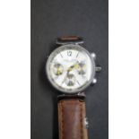 A modern Louis Vuitton Tambour steel ladies chronometer wristwatch, having three subsidiary dials,