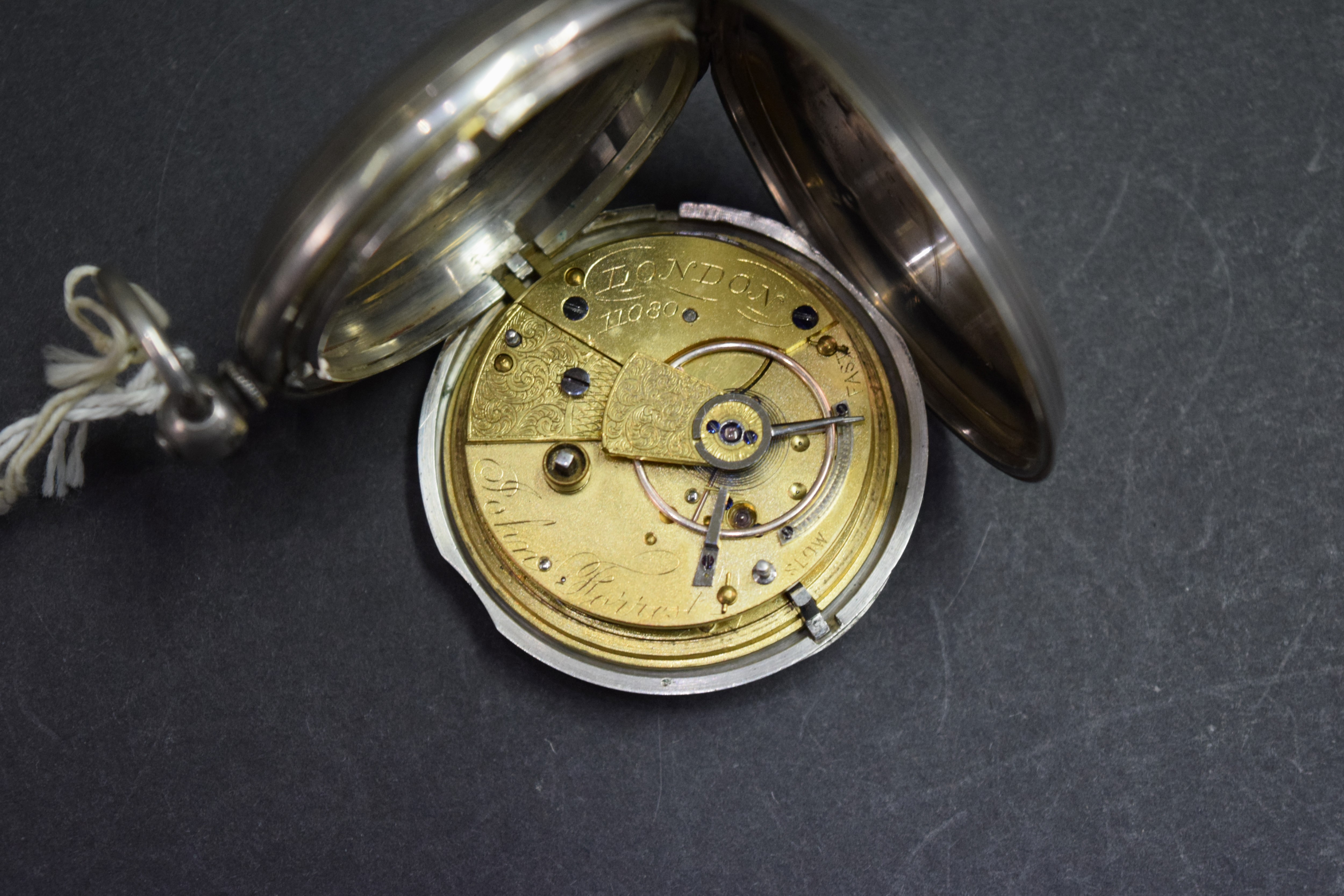 A silver full hunter fusee pocket watch, by John Forrest, London, No 11080, having signed 4. - Image 3 of 3