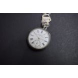 A silver English lever open faced pocket watch, by Kendall & Dent, London, having signed 4.