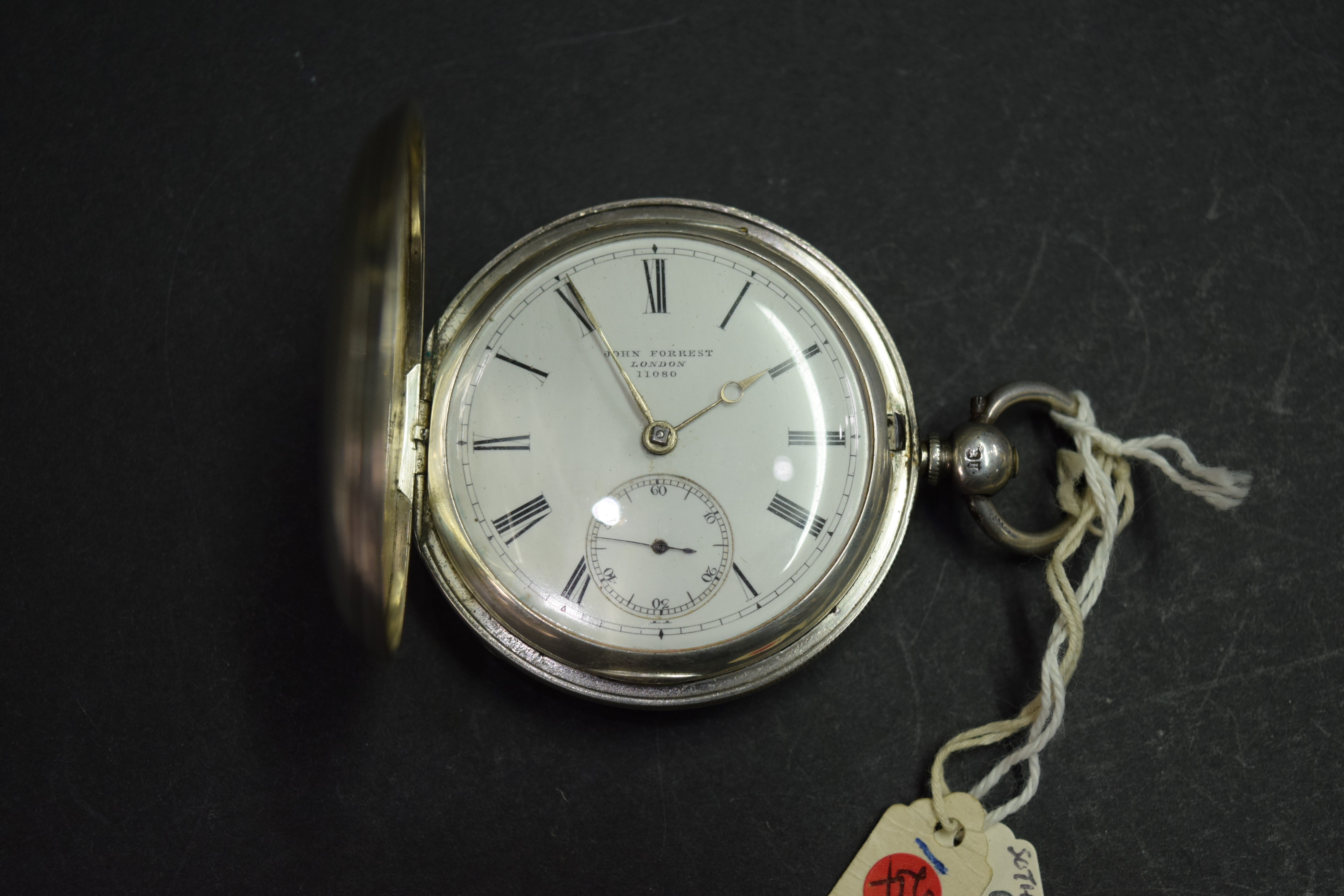 A silver full hunter fusee pocket watch, by John Forrest, London, No 11080, having signed 4.