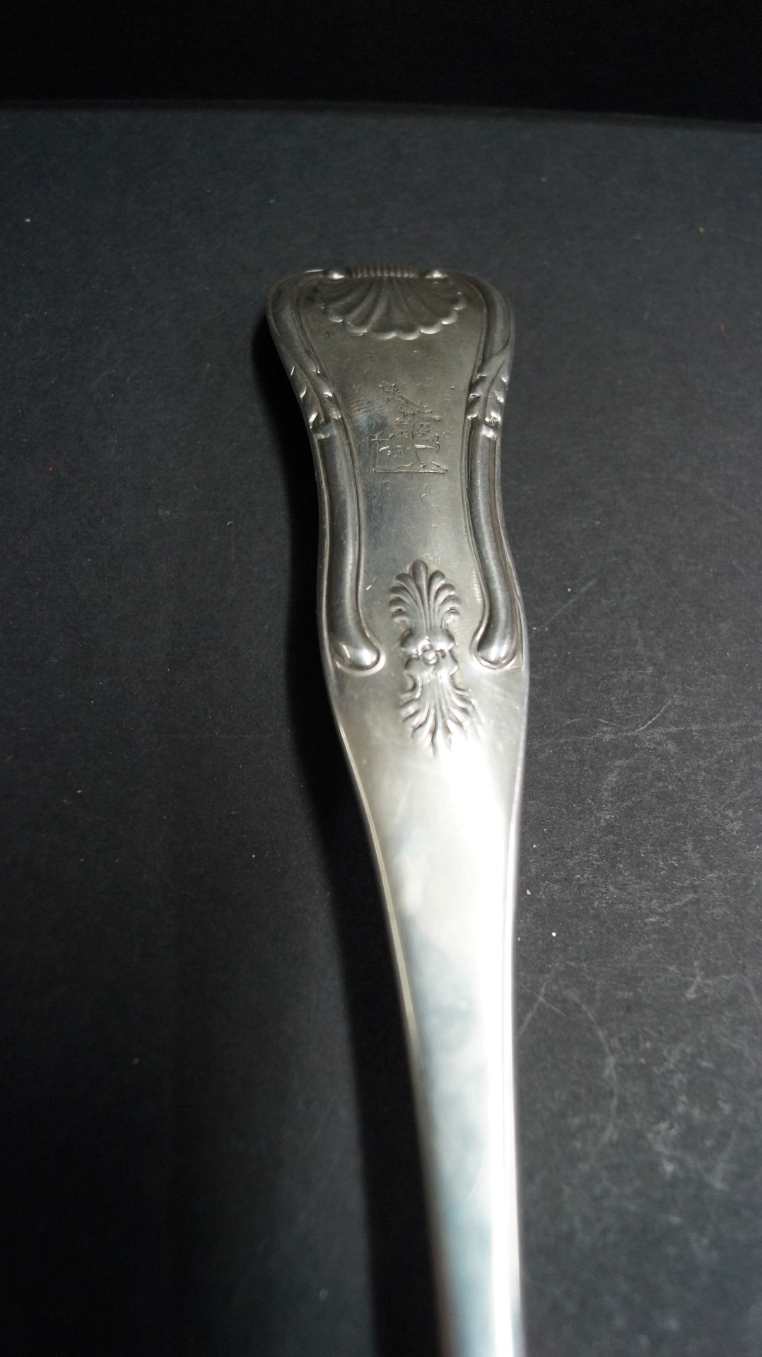A Scottish George III silver Kings pattern soup ladle, by James & Walter Marshall, Edinburgh, - Image 3 of 4