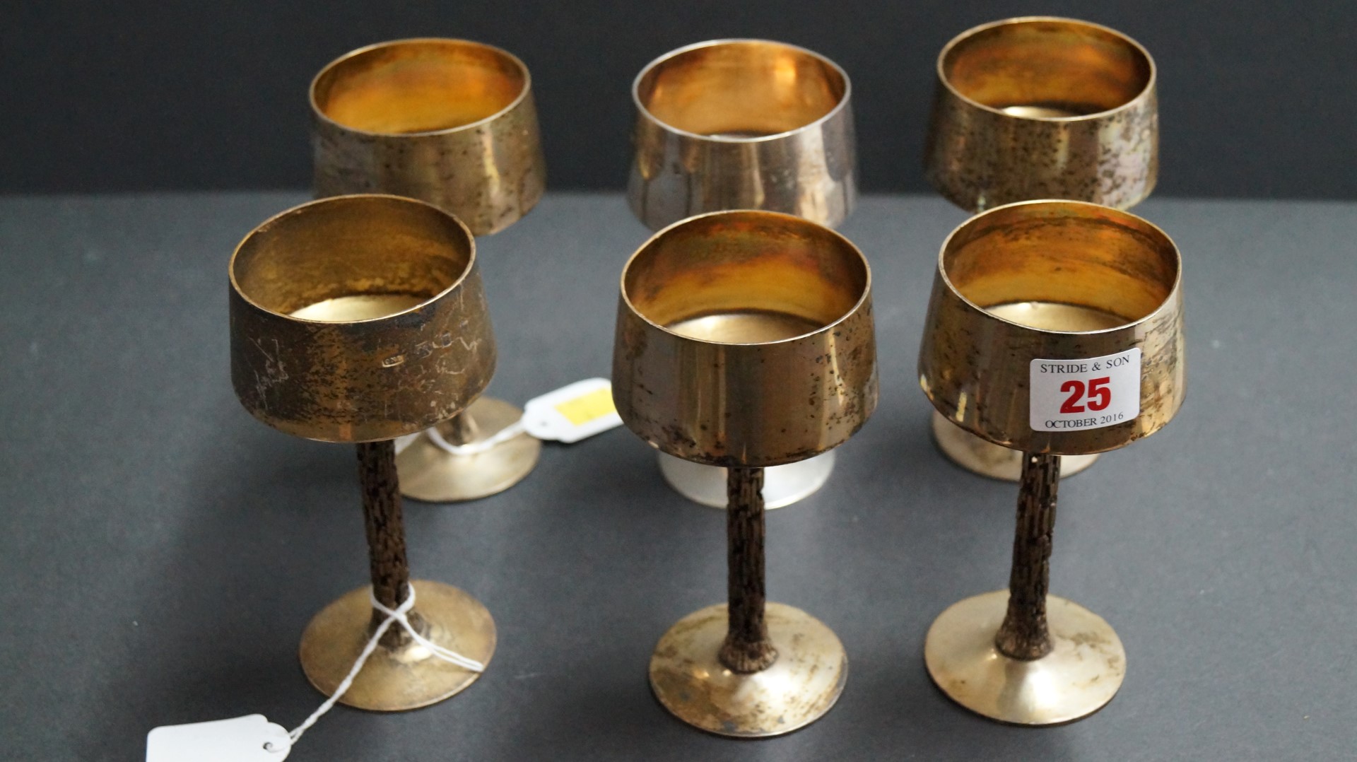 A set of six silver goblets, by Christopher Nigel Lawrence, London 1989, 1224g, 14.5cm.