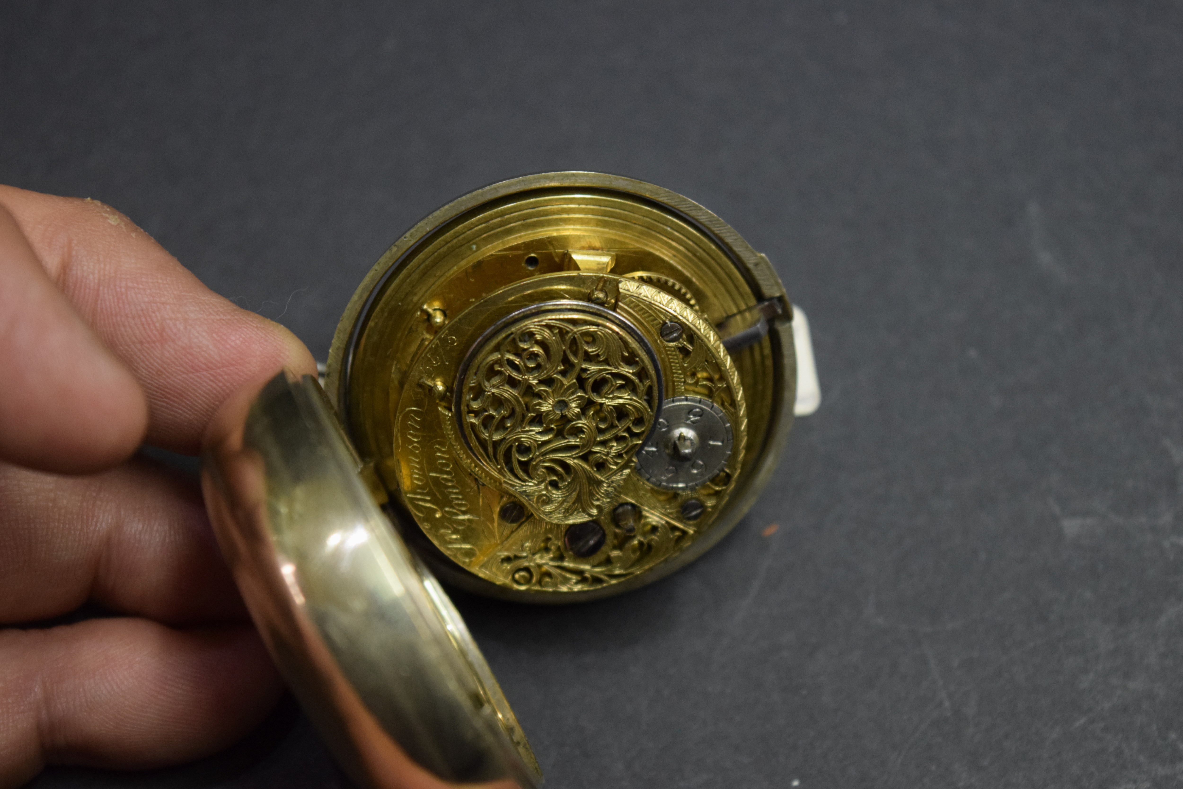 A nickel pair cased pocket watch, having 4.