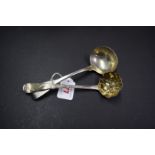 A George III silver fiddle pattern sauce ladle, by Randall Chatterton,