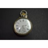 A nickel pocket watch, with Swiss lever movement, having unsigned 4.