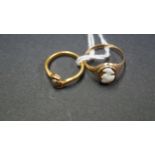 A 9ct gold cameo ring and another gold ring, (marks rubbed).