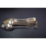 Three Scottish silver fiddle pattern table spoons, by J McKay,