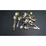 A quantity of silver cutlery to include a Victorian seal top annointing spoon, 360g.