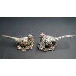 A pair of silver filled pheasant models, by Langford c1993, 19cm long.