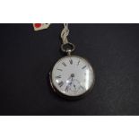 An unsigned silver fusee lever pocket watch,