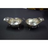 A pair of silver sauce boats, by Viners, Sheffield 1933 and 1934, 219g.