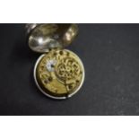 A silver pair cased verge pocket watch,