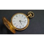 A continental gold coloured half hunter fob watch, having 3.