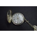 A silver full hunter verge pocket watch, by E Watts, Christchurch, having 4.