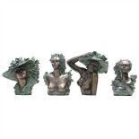 JOAN ABRAS (LA BISBAL, GIRONA, 1949) "Las cuatro estaciones", grupo de bustos en bronce.