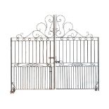 A pair of wrought iron gates circa 1880 300cm.; 118ins high by 346cm.; 136ins wide