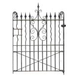 A wrought iron gate late 19th century 148cm.; 58ins high by 109cm.; 43ins wide