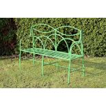 Garden Seat: A reeded wrought iron seat 2nd half 19th century legs replaced 140cm.; 55ins wide