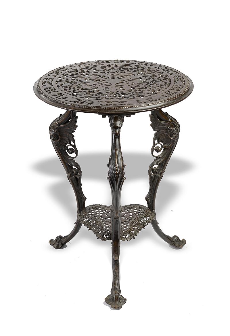Garden Seat: An extremely rare original bronzed Coalbrookdale cast iron occasional table circa