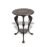 Garden Seat: An extremely rare original bronzed Coalbrookdale cast iron occasional table circa