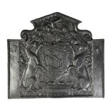 A Stuart cast iron fireback dated 1634 and cast with the arms of the City of Bristol and