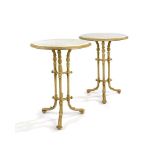 Garden Table: A pair of rare Victorian cast iron and marble tables 2nd half 19th century with