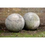 Gate Pier: A pair of large composition stone balls 2nd half 20th century 52cm.; 20½ins diameter