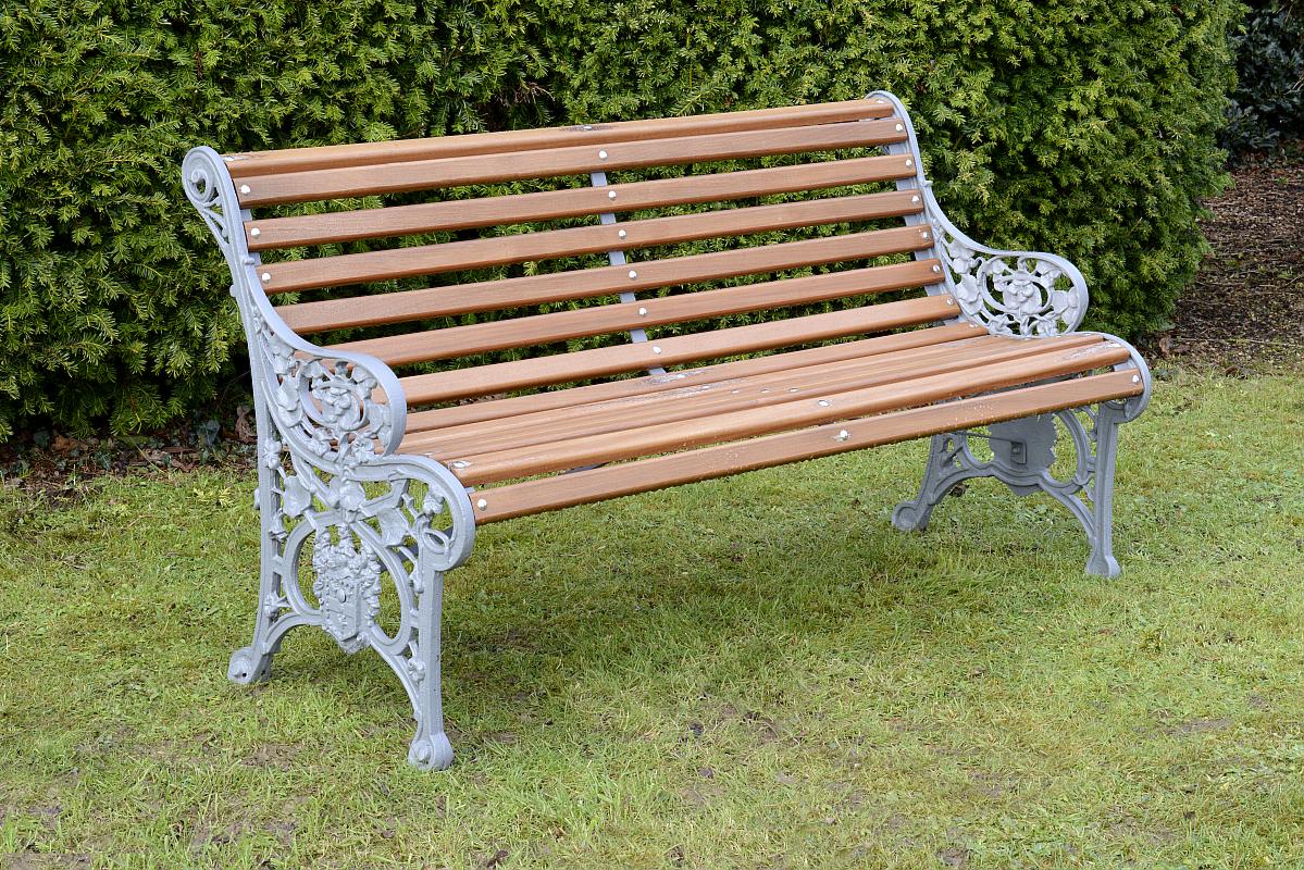 Garden Seat: A pair of rare Coalbrookdale Foundry Nasturtium pattern cast iron seats late 19th