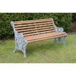 Garden Seat: A pair of rare Coalbrookdale Foundry Nasturtium pattern cast iron seats late 19th