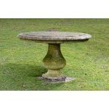  Garden Seat: A carved limestone circular table modern 120cm.; 47¼ins diameter