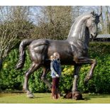 Garden Statuary: An impressive monumental bronze horse late 20th century325cm.; 128ins high by