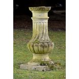  A carved limestone sundial pedestal modern 113cm.; 44½ins high