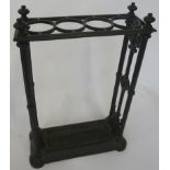 A small Victorian Coalbrookdale cast iron four division stick stand English, circa 1885 the supports