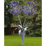 Garden Sculpture: Jenny Pickford AgapanthusForged steel and hand blown glass500cm.; 197ins high by