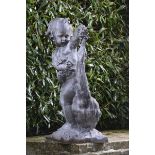 Garden Statuary: A rare lead fountain figure of a child and goose attributed to the Bromsgrove Guild