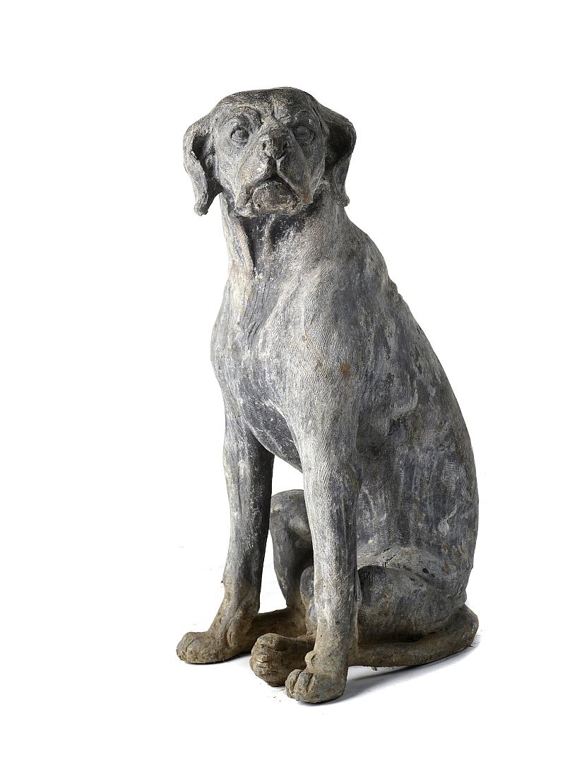 Garden Statuary: A rare lead Pointer dog mid 20th century 80cm, 31½ins high, together with a - Image 2 of 3