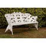 Garden Seat: An unusually long Coalbrookdale Fern and Blackberry pattern cast iron seat last quarter