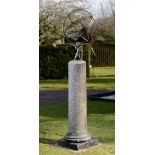A granite wrought iron and aluminium armillary sundial made up using early 20th century components