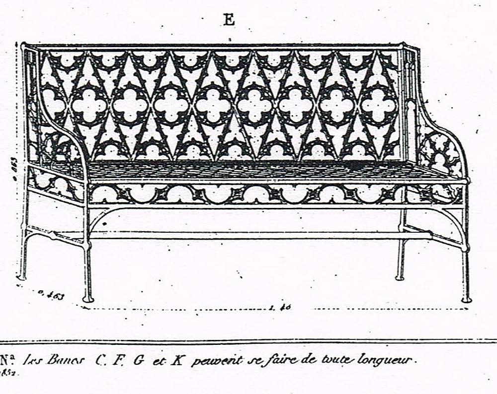 Garden Seat: A Val d'Osne Foundry cast iron Gothic pattern seat circa 1860194cm.; 76½ins long - Image 2 of 2