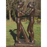 Garden Statue: Enzo Plazzotta, (Italian 1921-1981) ConversationBronzeSigned and numbered 4 from an