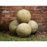 Gate Pier: A set of four composition stone balls modern 38cm.; 15ins diameter