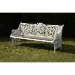 Garden Seat: A Coalbrookdale style Passion Flower pattern aluminium seat 2nd half 20th century