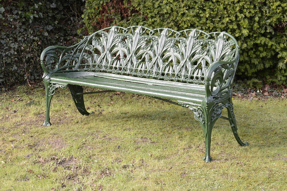 Garden Seat: A rare large Coalbrookdale Lily of the Valley pattern seat circa 1870fully stamped C.