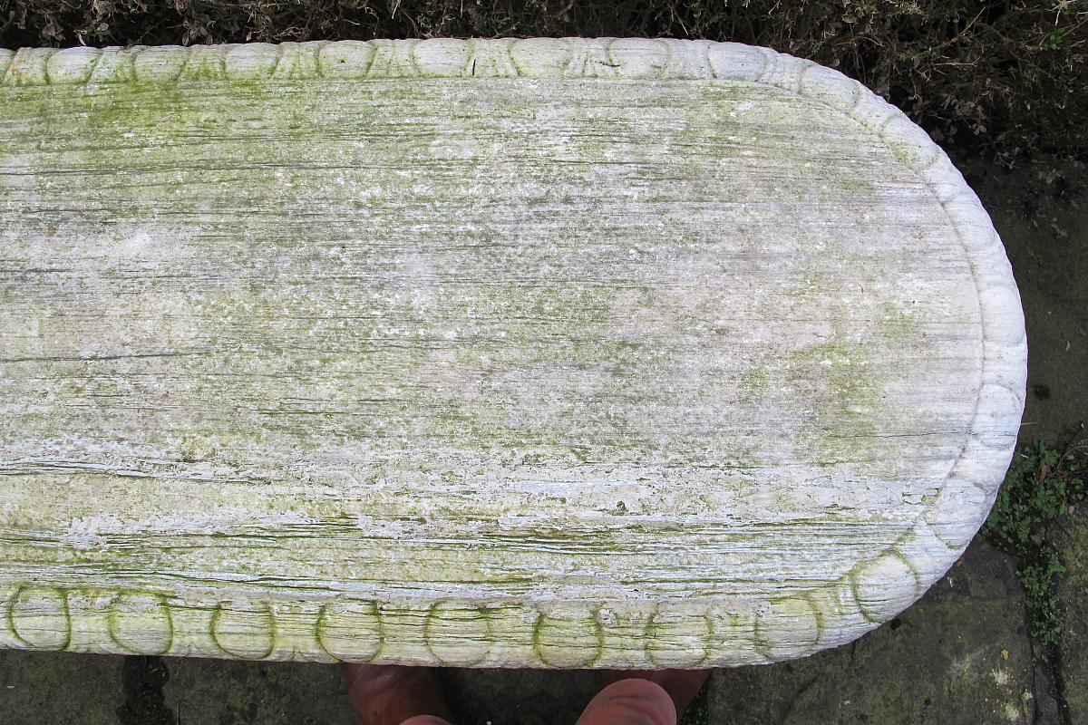 Garden Seat: A carved marble bench 18th century and laterone leg replaced150cm.; 59ins wide - Image 2 of 3