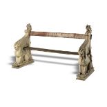 Garden Seat: A Manifattura di Signa terracotta and wood seat early 20th centurywith circular