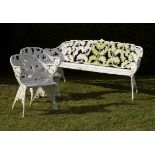 Garden Seat: An extremely rare Val d'Osne Foundry Fern pattern cast iron suite of seat and two