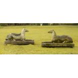 Garden Statues: A pair of rare Austin and Seeley composition stone greyhounds2nd half 19th