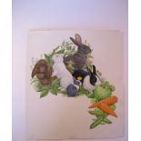 Natural History Pictures: Two watercolours of rabbits and guinea pigs34cm.; 13½ins by 30cm.;