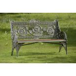 Garden Seats: A Coalbrookdale Horse Chestnut pattern cast iron seatlast quarter 19th