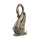 Door Stop: A brass and iron door porter in the form of a swan mid 19th century with registration